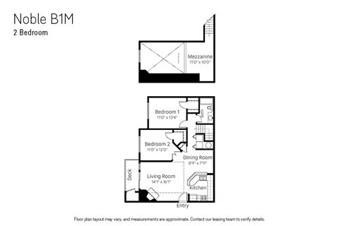 Floor plan for 2 beds, 1 bath, 1138 sqft